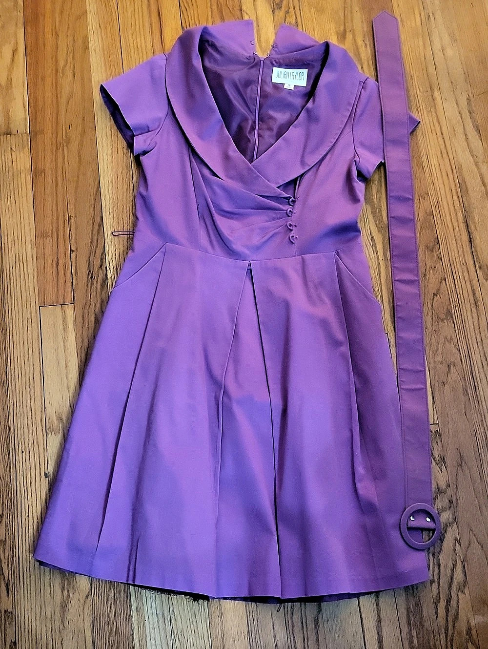 Julian Taylor Wrap-Style Mini Dress in Purple Size 10 Like New